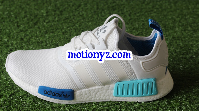 Real Boost Adidas NMD R1 White Blue Glow